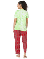 Smarty Pants Women's Cotton Lycra Tie Dye Round Neck T-Shirt & Aztec Print Pajama Night Suit Set-SMNSP-839A-S