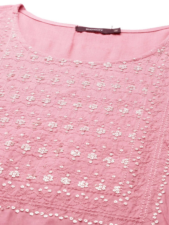 Women's Pink Solid Straight Kurta-GW-400-Pink