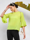 Women Lime Green Ruffle Sleeve Top