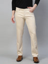 Genips Men's Cream Cotton Stretch Rico Slim Fit Solid Casual Chinos