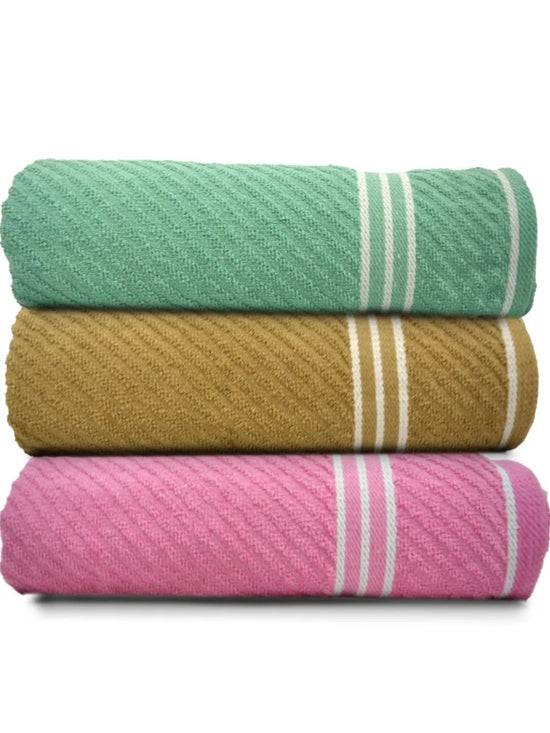 Athom Living Diagonal Stripe Terry Towel Pack of 3-DST-CGH