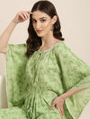 Women Green Printed Kurta Set-DW-1228-Green