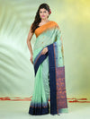 Light Green Cotton Ikat Saree With Ganga Jamuna Border-MA66BCT431380071