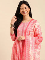 Women's Coral Printed Kurta Set-SKC-809-Coral