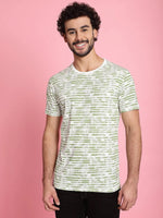 Venitian Men All Over printed Olive Colour Round Neck Cottton T-Shirt