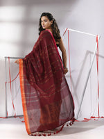 Maroon Soft Cotton Saree With  Zari Stripe Designs-MA55CT06530052