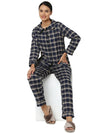 Smarty Pants Women's Brush Cotton Navy Blue Color Checks Night Suit-SMNSP-769B-S