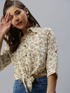 Women's Yellow Printed Tops-AE-3330185-Yellow