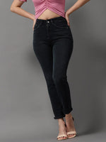 Women's Charcoal Solid Slim Fit Denim Jeans-GZ-5178A-Charcoal