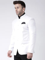 Hangup Men Standard Solid Men Formalwear-5Button_White_Blazer