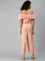 Women's Peach Solid Jumpsuit-AE-9927-Peach