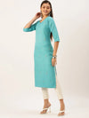 Women's Blue Solid Straight Kurta-SKC-3218-Turquoiseblue