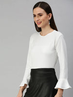 Women's White Solid Tops-AE-10203-White