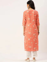 Women's Pink Printed Kurta Sets-GW-2673-Peach