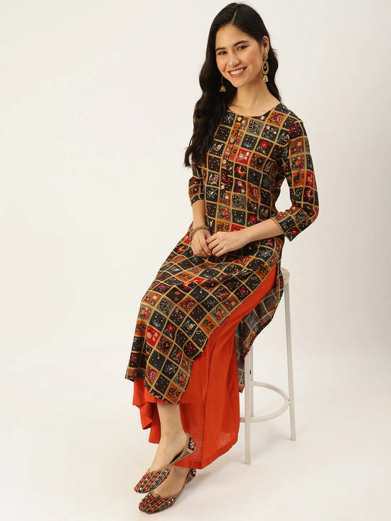 Women's Multicolour Printed Straight Kurtas-GW-2680-Multi