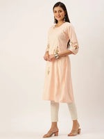 Women's Peach Solid Straight Kurta-DF-1208-Peach