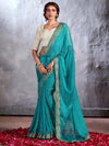 Saree Mall Women's Chiffon Blue Embellished Designer Saree With Blouse Piece-CHUNRI1013