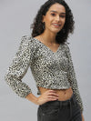 Women's Cream Printed Tops-AE-10312-Creamblack