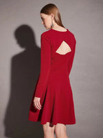 Short Flare Dress with cut-out back in Red Color