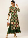 Women's Green Printed Kurta Sets-GW-2092-Green