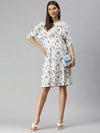 Women White Printed A-Line Dress-AE-9892-Whitenavyblue