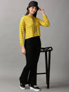 Women's Yellow Striped Crop Top-AE-10460-Mustard