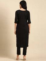 Women's Black Solid Kurta Set-SKC-795-Black