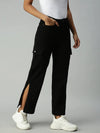 Women's Black Solid Denim Wide Leg Jeans-IM9830-Black