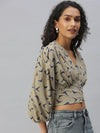 Women's Beige Printed Crop Tops-AE-10292-Beigenavyblue