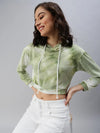 Women's Green Tie Dye Crop Top-SH-9013-Green