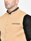 Hangup Men Standard Solid Men's Indian Wear-KhakhiJute_Nehru