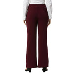 Smarty Pants Women's Cotton Lycra Bell Bottom Wine Formal Trouser