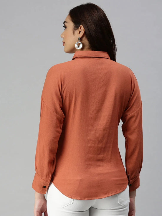 Women's Rust Solid Shirt-AE-10196-Rust