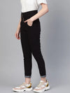 Black Metal Button High Waist Jeans