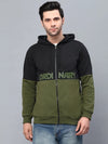 Rigo Olive Green Printed Hood Fleece Jacket