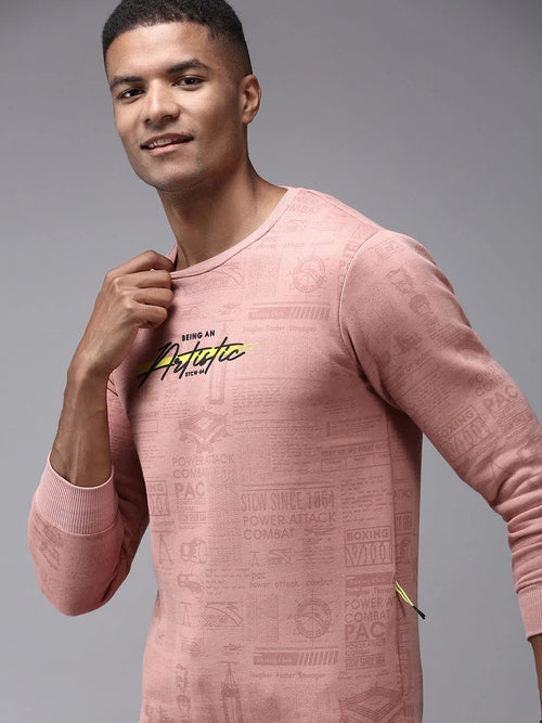 Men Pink Printed Sweatshirt-SCAW-23-Pink