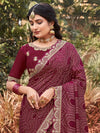 Saree Mall Women's Vichitra  Magenta Printed Designer Saree With Blouse Piece-TRANA81953