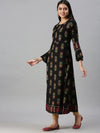 Women's Black Printed Anarkali Kurta-SG11-Black