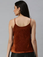 Women's Solid Brown Top-AE-10217-Brown