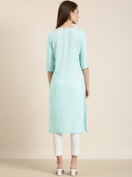 Women Blue Solid Straight Kurta-NJ-3160222-Blue