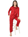 Smarty Pants Women's Silk Satin Maroon Color Night Suit