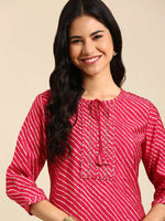 Women's Fuchsia Embellished Straight Kurta-HO-1991-Fuchsia