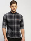 Men Navy Checked Shirt-CLEON-1786-Navyblue