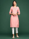 Women's Peach Solid Straight Kurta-DF-1211-Peach