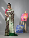 Dark Chocolate Silk Banarasi Saree With Zari Woven Designs-MA52BSL441050039