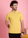 Venitian Men  Pique Matty Cotton Yellow 2 Zipper Pocket Polo Neck T-Shirt