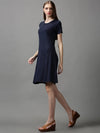 Women's Blue Embellished A-Line Dress-AE-15687-Navyblue