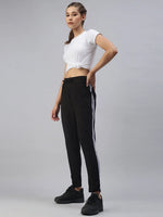 Women's Black Solid Track Pants-GF-12-Black