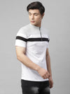 Rigo Grey White Cut & Sew Henley Half Sleeve Cotton T-Shirt