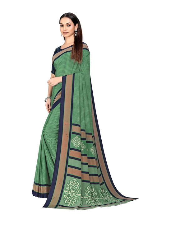 Vimla Women's Green Crepe Silk Uniform Saree with Blouse-5208_PM